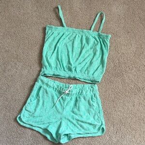 Old Navy Terrycloth Set Mint Green Size 10/12